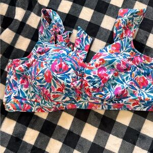 Swimsuits For All Floral Bikini Top - Blue and Pink